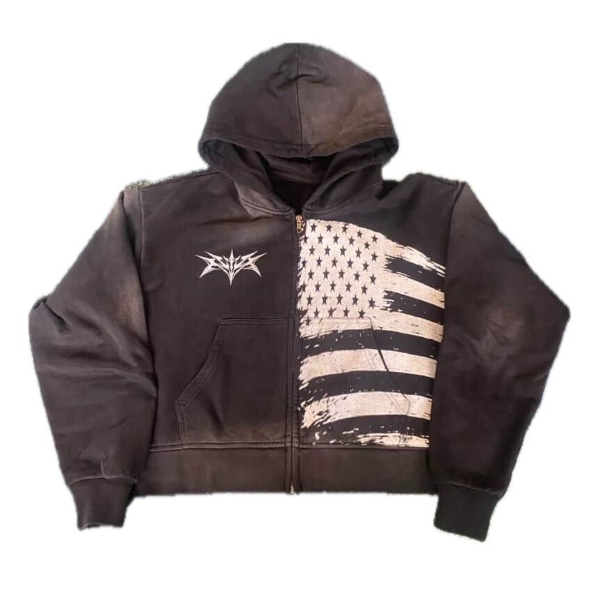 (Pre Order)USA Cropped Zip up