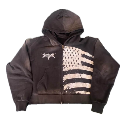 (Pre Order)USA Cropped Zip up